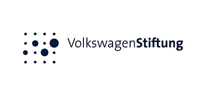 Logo der VolkswagenStiftung: Dunkelblauer Schriftzug auf weißem Grund und blaue Punkte in unterschiedlichen Größen, die ein quadratisches Netzwerk bilden.