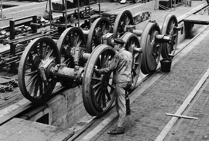 Lokomotivproduktion Historisches Bild für Erinnerungsort auf dem Campus