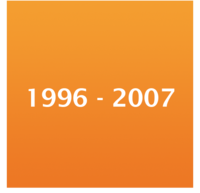 Icon 1996 bis 2007 auf orangenem Hintergrund