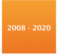 Icon 2008 bis 2020 auf orangenem Hintergrund