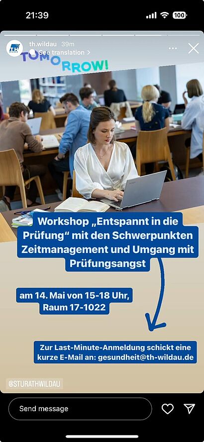 Workshop Entspannt in die Prüfung Workshop Entspannt in die Prüfung