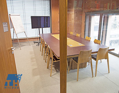 Der Glaskasten, ein Gruppenarbeitsraum in der Hochschulbibliothek