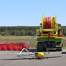 Testphase für das Projekt ALADIN unter Beteiligung des Luftfahrttechnik-Teams der TH Wildau auf dem Flugplatz Schönhagen