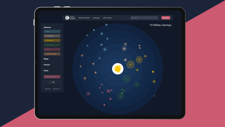 Tablet-Bildschirm mit Inno-Radar auf dem Screen