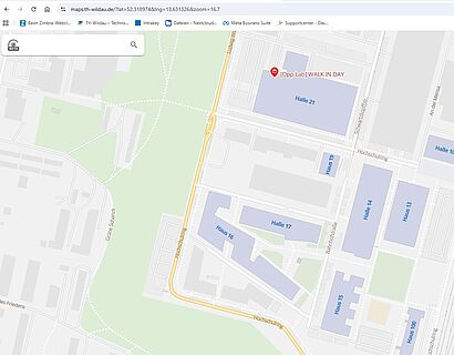 Bild einer Karte mit einem Eingabefeld für die Raumsuche