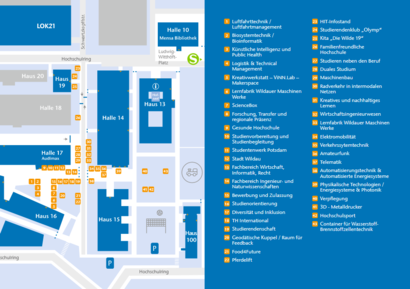 Pagodenplan mit Grafik und Text für den Hochschulinformationstag 2023