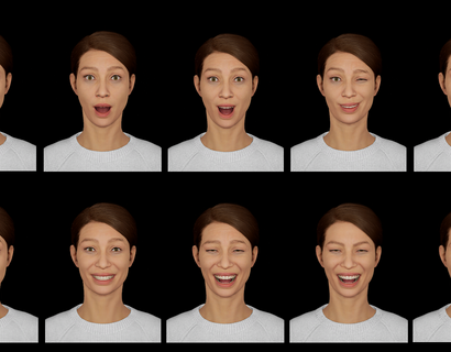 Hier werden mehrere Gesichtsausdrücke des weiblichen Avatars gezeigt sie sind alle mit einem lächeln
