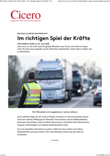 Der Staat als Retter der Wirtschaft Im richtigen Spiel der Kraefte Cicero Online