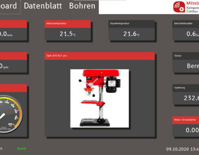 Dashboard von der Ständerbohrmaschine